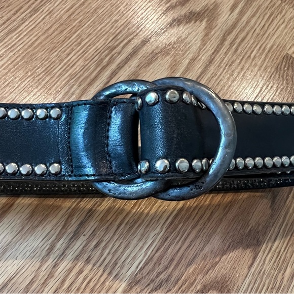 Jenny and the Boys Vintage‎ 90s Metal Stud Black Leather Statement Belt - Picture 2 of 7
